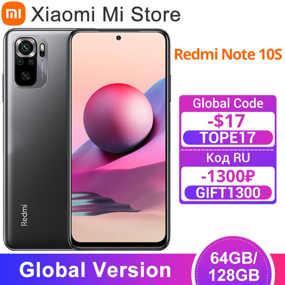 Global Version Xiaomi Redmi Note 10S Smartphone 64GB/128GB Helio G95 Octa Core 64MP Quad Camera 6.43" DotDisplay 5000mAh Battery