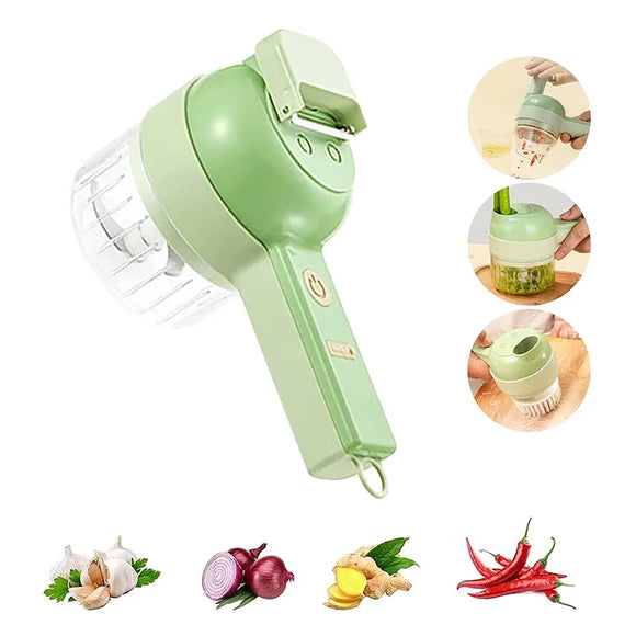 Gadgets intelligents trancheur électrique hachoir de cuisine robot alimentaire portable 4 en 1 ensemble de coupe-légumes électrique portable